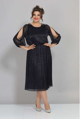 Платье Mira Fashion 5446W-Р синий с открытыми рукавами