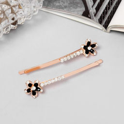 Цена за 2 шт. Невидимки для волос «Фрея», набор 2 шт., цветок, 6 см, розовое золото