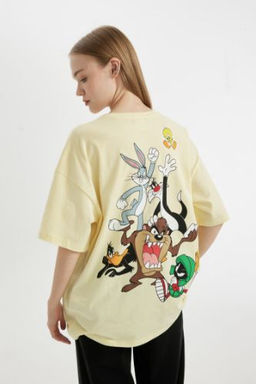 Coool Looney Tunes Oversize Genis Kal?p Bisiklet Yaka K?sa Kollu Tisort