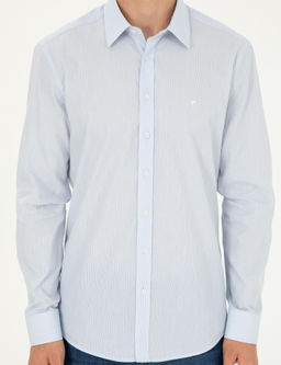 Синяя зауженная рубашка с длинным рукавом - Cacharel фото 6