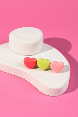 Заколка для волос зажим, арт. 71773 / 10 СЕРДЕЧКИ (в наборе: 1шт., 6,5 см, черный металл, полиэфирная смола, цвет: розовый, светло-зелёный, светло-розовый, подложка из мелованного картона + ПЭТ-пакет с европодвесом)