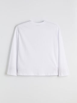 Bisiklet Yaka Bask?l? Oversize Kad?n Ti??rt