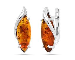 Серьги из серебра янтарь, СП70