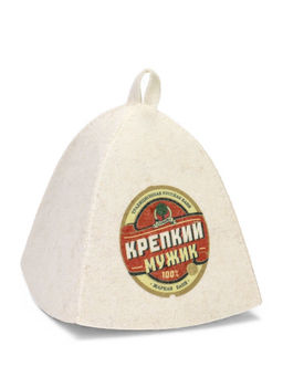 Шапка для бани с принтом "Крепкий мужик", белая