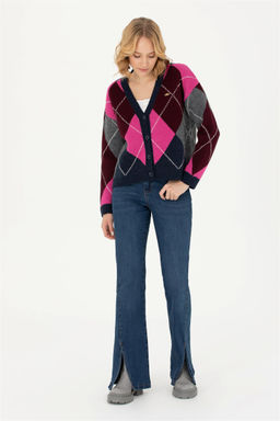 Женский темно-синий трикотажный кардиган с v-образным вырезом Неожиданная скидка в корзине - U.s. polo assn фото 4