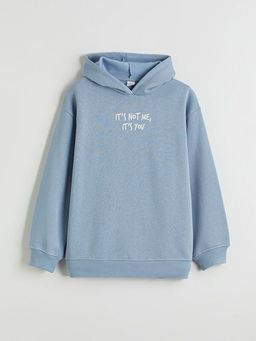 Bask?l? K?z ?ocuk Kal?n Sweatshirt