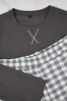 Lacivert Regular Ekose / Kareli Orme Pijama Tak?m? TMNAW26PT00055 - Trendyolmilla фото 15