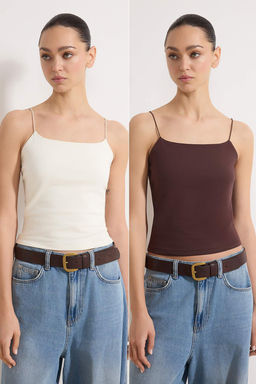 Kahverengi-Tas Ask?l? Regular Boy Vucuda Oturan Esnek 2li Paket Orme Atlet TWOSS24AL00048