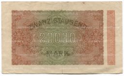 Банкнота 20000 марок 1923 года Германия