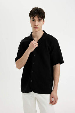 Хлопковая рубашка с короткими рукавами и воротником-поло Relax Fit - Defacto фото 7