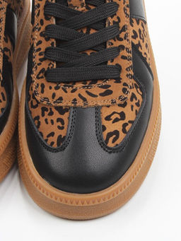 03-YH503-1 BLACK/LEOPARD Кроссовки женские (натуральная кожа, натуральная замша) - Фабричный китай фото 9