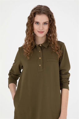 Женское трикотажное платье цвета хаки - U.s. polo assn фото 2
