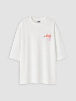 Loose Fit Bask?l? K?z ?ocuk Ti??rt