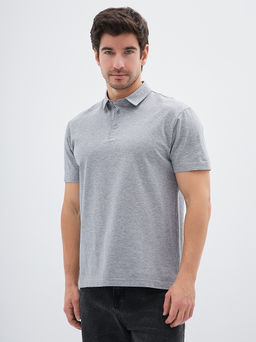 Джемпер мужской с воротником поло короткий рукав GREG G144-PM124T-LT1393 (серый)