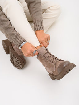 Ботинки 319.taskanaka.Тауп майами+капучино замша/шерсть