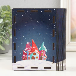 Цена за 2 шт. Новогодняя шкатулка-книга «Домики: Верь в чудеса», для украшений, подарков, 14×12×5 см
