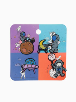 Набор значков (4 шт.) Космос, цветные в чёрном металле