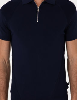 Lacivert Slim Fit Fermuarl_ Polo Yaka Triko T-shirt - Cacharel фото 6