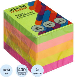 Стикеры с клеев.краем 38x51 мм, 400 лист, 5 неоновых цв