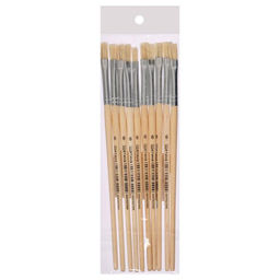 Цена за 10 шт. Кисть для рисования, щетина, № 6, плоская, деревянная ручка, международный размер