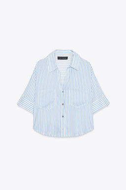CROPPED LINEN BLEND SHIRT - Zara фото 45