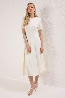 TRENDYOLMILLA Siyah Etegi Belden Ac?lan Midi Dokuma Elbise TWOSS25EL00790  фото 9