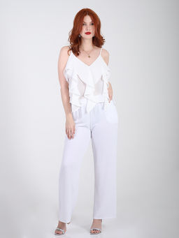 Тонкие летние брюки из жатки на резинке - Almond фото 2