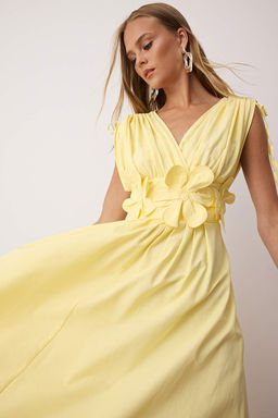 Trendyolmilla Ac?k Mavi 3 Boyutlu Cicek Detayl? Poplin S?k Abiye Gece Mezuniyet Elbisesi TPRSS24EL00282  фото 11