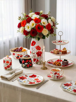 Чайник 1 л 23*13*17 см "Маки на черном" NEW BONE CHINA