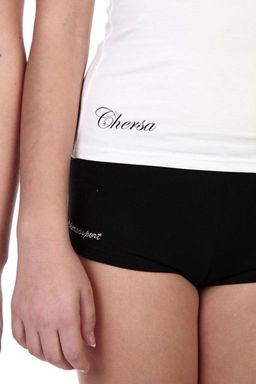 7007 Топ-майка спинка борцовкой с печатью и стразами из хлопка - Chersa фото 3