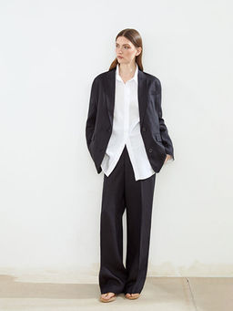 %100 Keten Kad?n Blazer Ceket