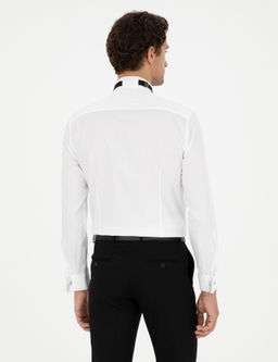 Beyaz Slim Fit Man_etli Pamuk Kar___ml_ Smokin G_mlek
