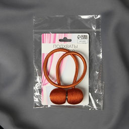 Цена за 3 шт. Подхват для штор Шарики, d = 3 см, 40 см, цвет терракотовый - Арт узор фото 3