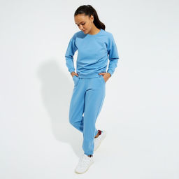Костюм женский (свитшот, брюки) MINAKU: Casual Collection, размер 42, голубой