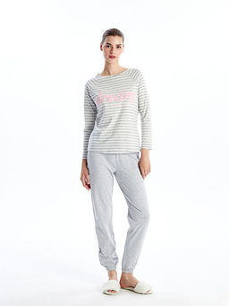 Bisiklet Yaka Bask?l? Kad?n Pijama Tak?m?