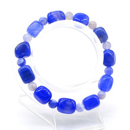 Браслет из агата тонированного прямоугольник 9*12мм цв.синий