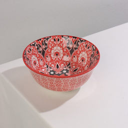 Салатник керамический Доляна Джавлон, 600 мл, d=14,5 см, цвет красный  фото 2