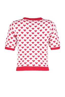 K?rm?z? Bisiklet Yaka Kalp Desenli Ince Triko Bluz TWOSS21KZ0008 - Trendyolmilla фото 9