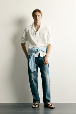 CAMISA RELAXED FIT ALAMARES TEJIDO / Blanco