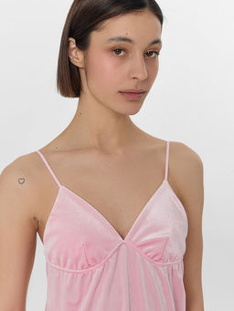 Платье домашнее женское велюровое розовое