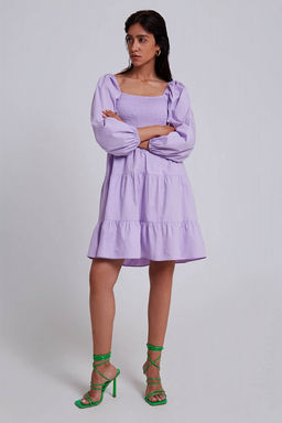 Хлопковое платье с пышными рукавами - Incity фото 4