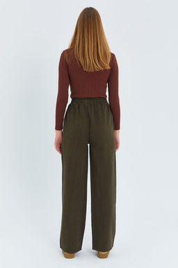 TRENDYOLMILLA Siyah Cep Detayl? Kot Gorunumlu Wide Leg/Genis Paca Dokuma Pantolon TWOSS25PL00076  фото 7