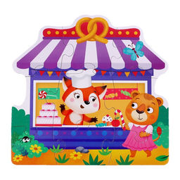 Фигурные пазлы 4 в 1 Весёлые зверята, 9, 12, 15, 20 элементов - Puzzle time фото 5