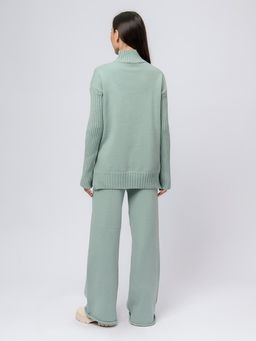 Брюки трикотажные мятного цвета свободного кроя - 1001dress фото 2