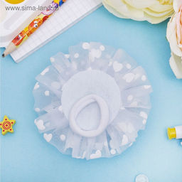 Цена за 6 шт. Бант для волос на резинке «Школьница», снежный жемчужный цветок, d=8.5 см, белый