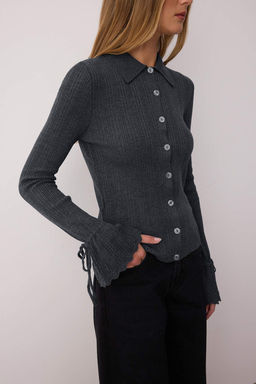 Antrasit Merserize Gorunumlu Fitilli Polo Yaka Triko H?rka TWOAW26HI00111