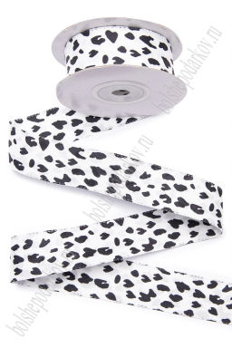 Лента тканевая двусторонняя Леопард №3 2,5 см*10 ярд (SF-8054) белый - Больше подарков фото 2