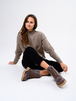 Ботинки 319.PODYUM141br.Вакса коричневая/шерсть