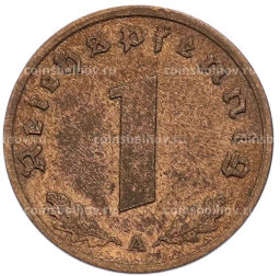 Монета 1 рейхспфенниг 1938 года A Германия