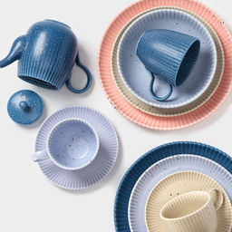 Тарелки Доляна Коралл, d=20.8 см, набор 2 шт., фарфор, голубые